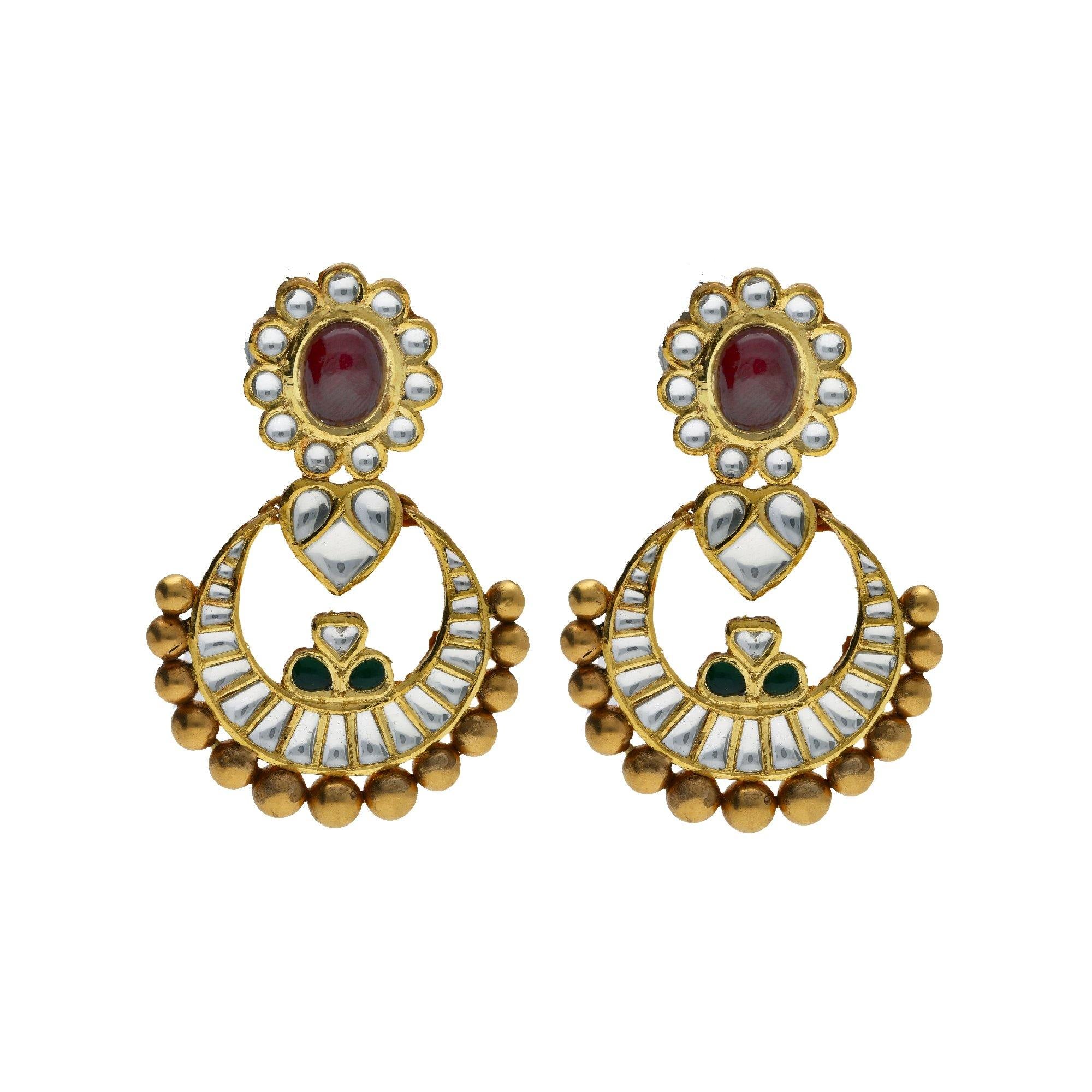 Gorgeous pearl antique golden earrings at ₹1400 | Azilaa